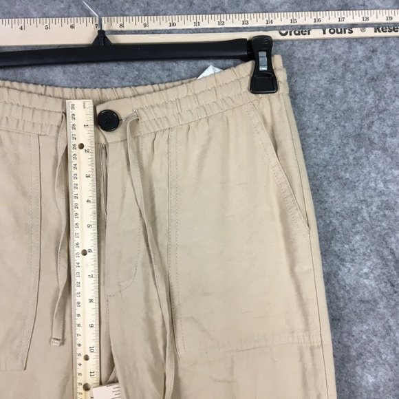 Zara Jogger Pants S Khaki Cargo Drawstring Tapered High Rise Casual Relaxed Tan - Picture 7 of 16